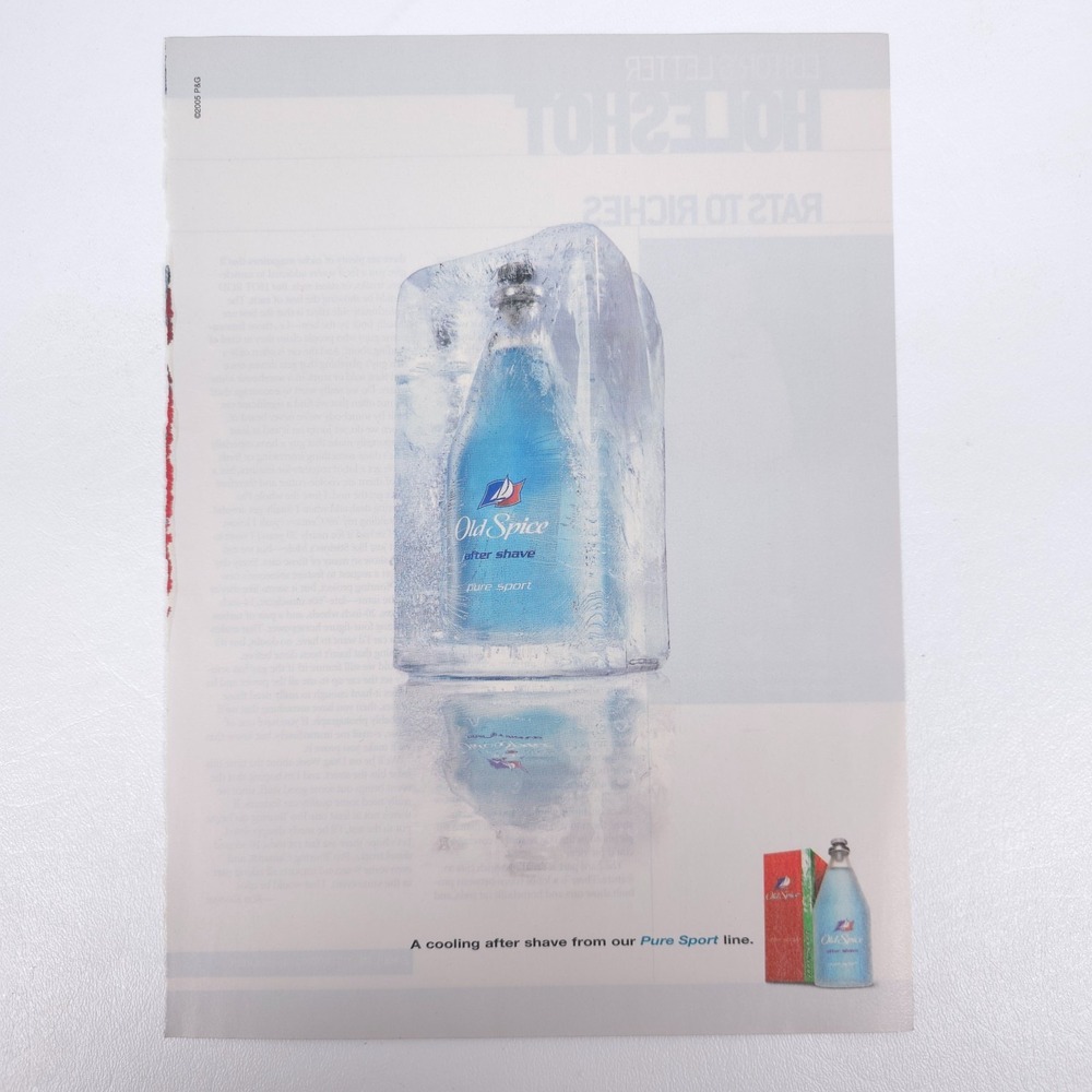 Old Spice Pure Sport Cooling After Shave Vintage Print Ad Ice Block Bathroom Art